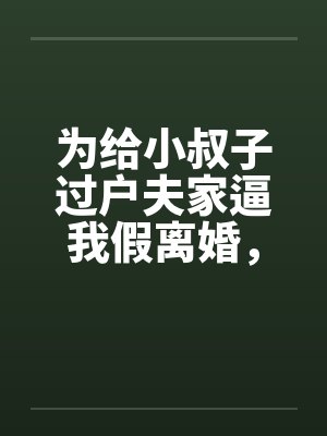 为给小叔子过户夫家逼我假离婚,我真离后他们疯了 为给小叔子过户夫家逼我假离婚,我真离后他们疯了
